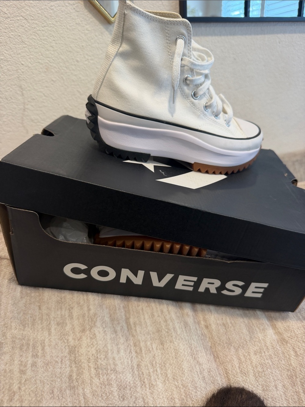 Converse Kids White High-Top Platform Sneakers with Gum and Black Sole Accents